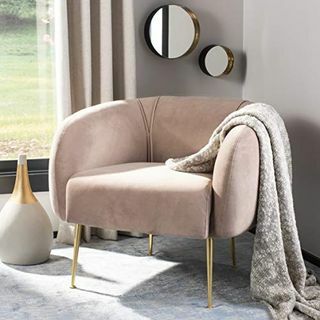 „Couture Home“ „Alena“ vidurio šviesiai rausvai violetinė ir auksinė kėdė