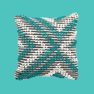 MoDRN Skandinavijos Teal ir balta Handwoven Dekoratyviniai Metimas pagalvė, 18